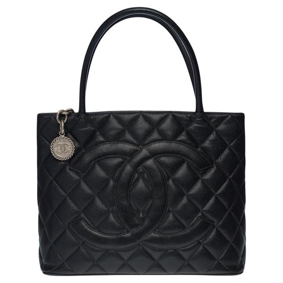 CHANEL Handbags - CHANEL Beautiful Cabas Medallion bag in black caviar leather, SHW